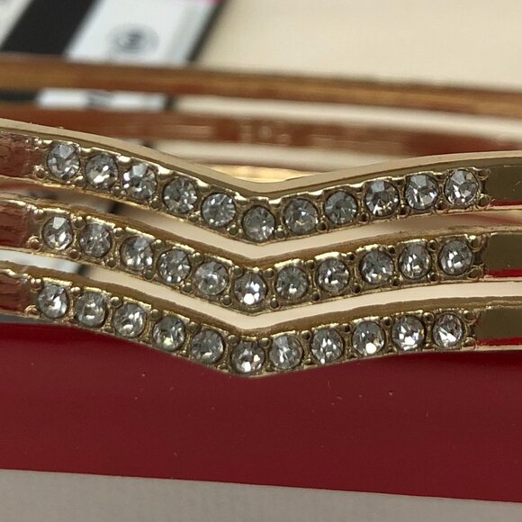 Nicole Miller 8 " Gold Bracelet with Rhinestones Called Bad Girl Pearl NWT - Picture 3 of 5